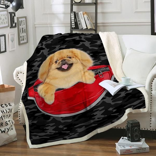 Pekingese Dog Sherpa Fleece Blanket