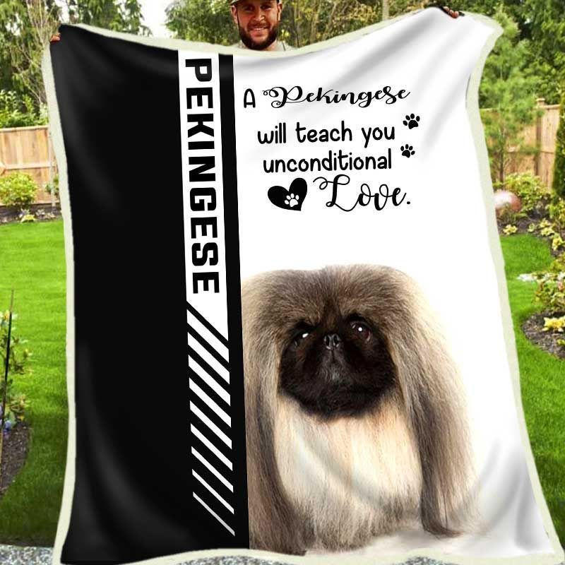 Pekingese Sherpa Fleece Blanket
