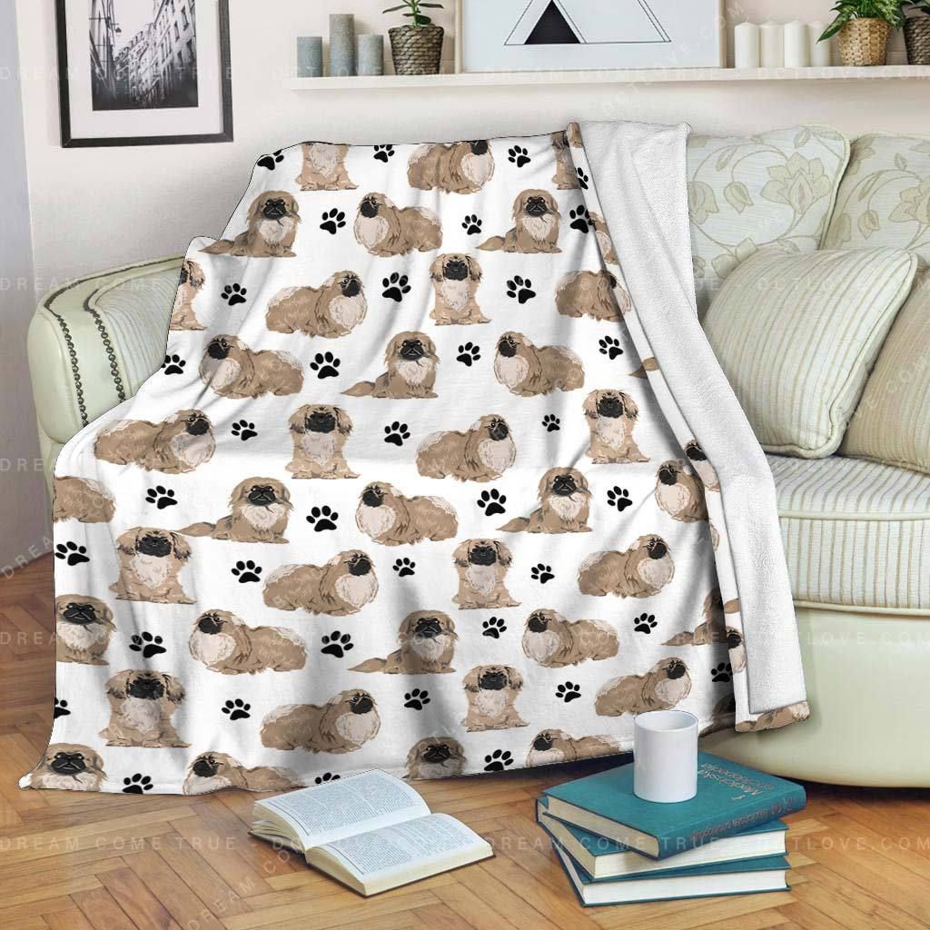 Pekingese Paw Sherpa Fleece Blanket