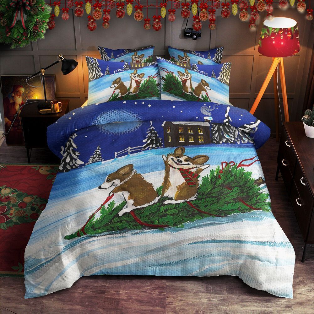 Pembroke Welsh Corgi Christmas Bedding Set