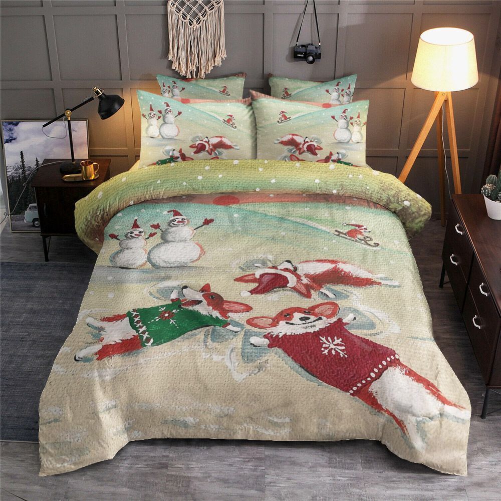 Pembroke Welsh Corgi Christmas Bedding Set