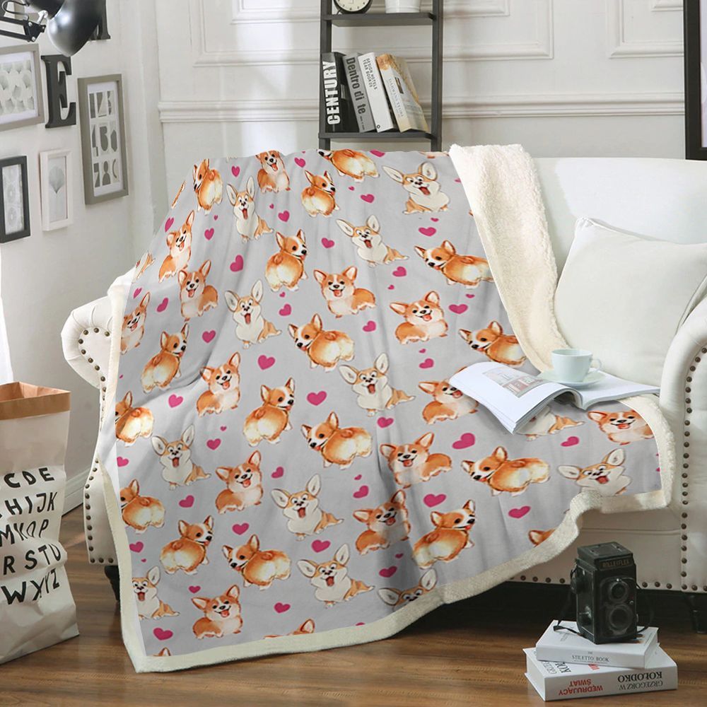 Pembroke Welsh Corgi Dog Sherpa Fleece Blanket