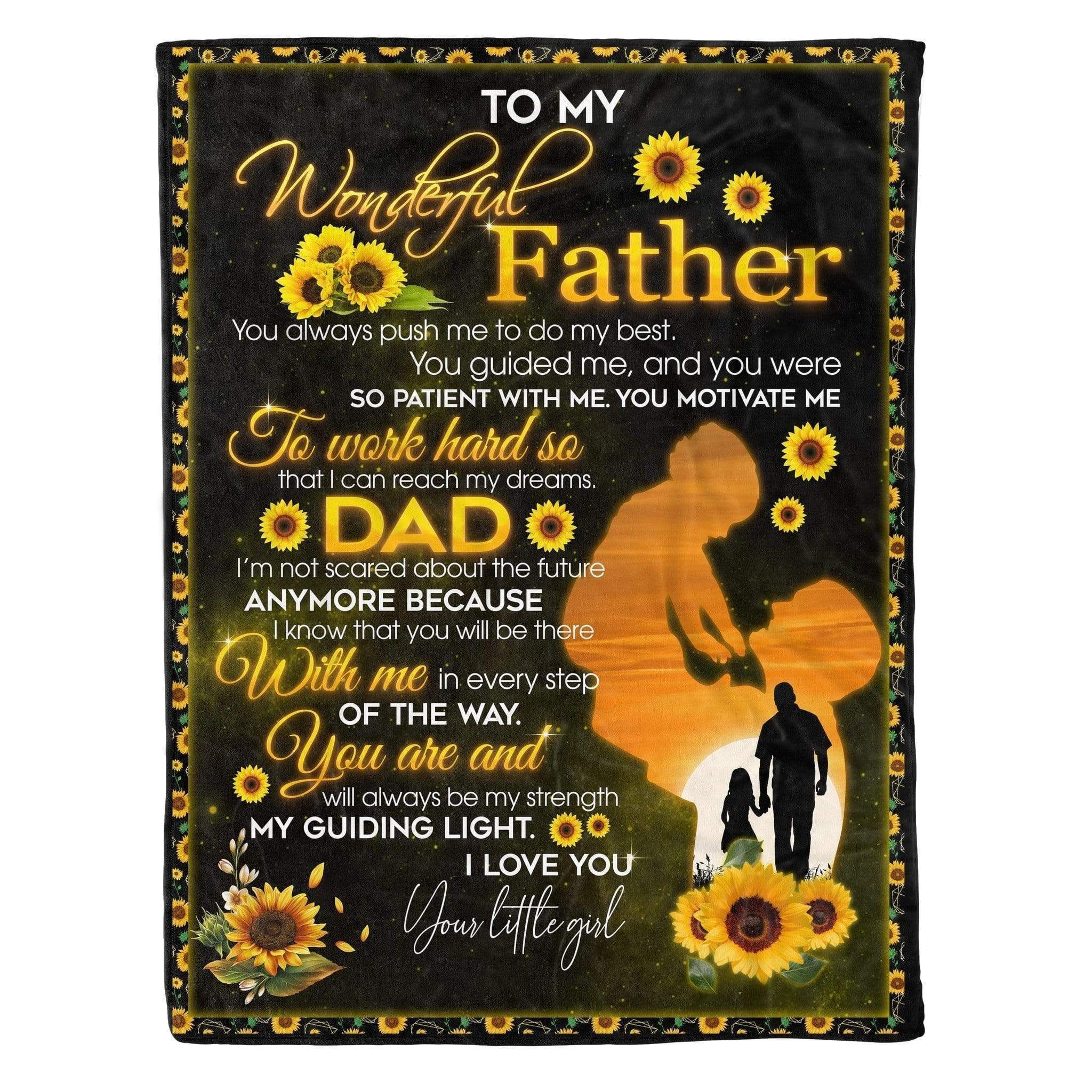 Pemola Sunflower Wonderful Father Printed Fleece Blanket