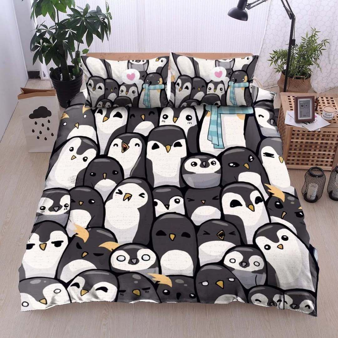 Penguin Twin Queen King Cotton Bed Sheets Spread Comforter Bedding Set
