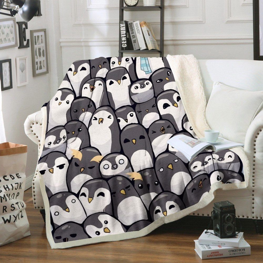 Penguin Sherpa Fleece Blanket