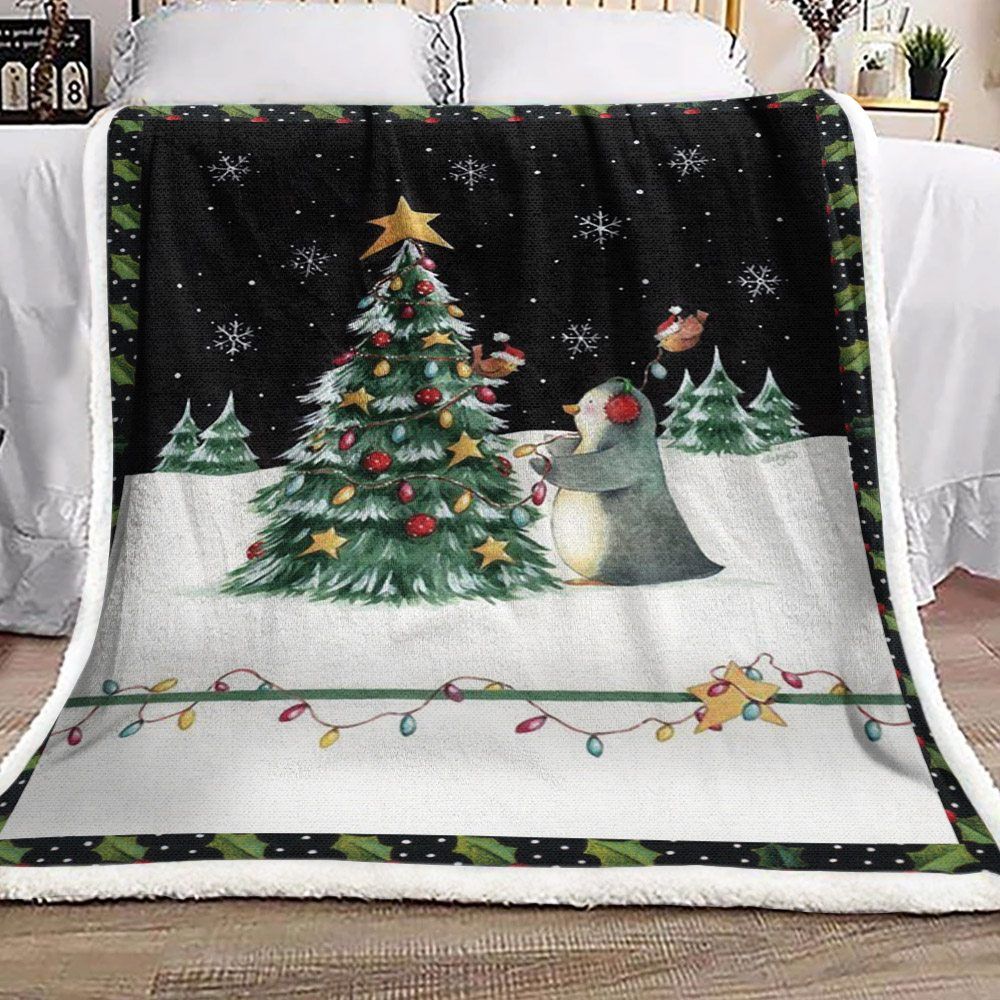Penguin Christmas Sherpa Fleece Blanket