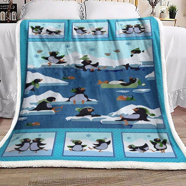 Penguin Christmas Fleece Blanket