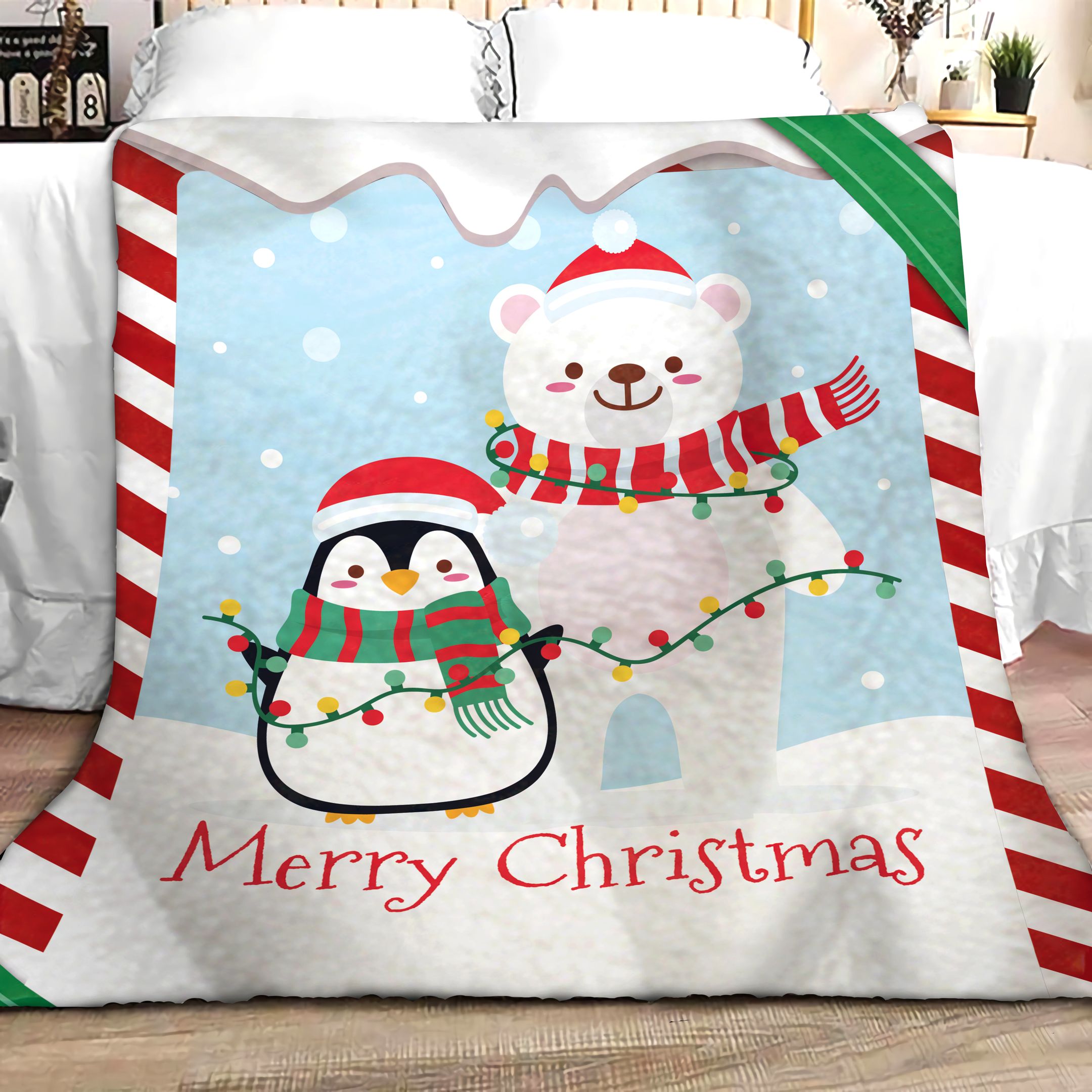 Penguin Christmas Sherpa Fleece Blanket