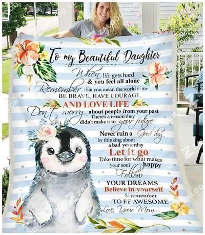 Penguin Daughter Sherpa Fleece Blanket