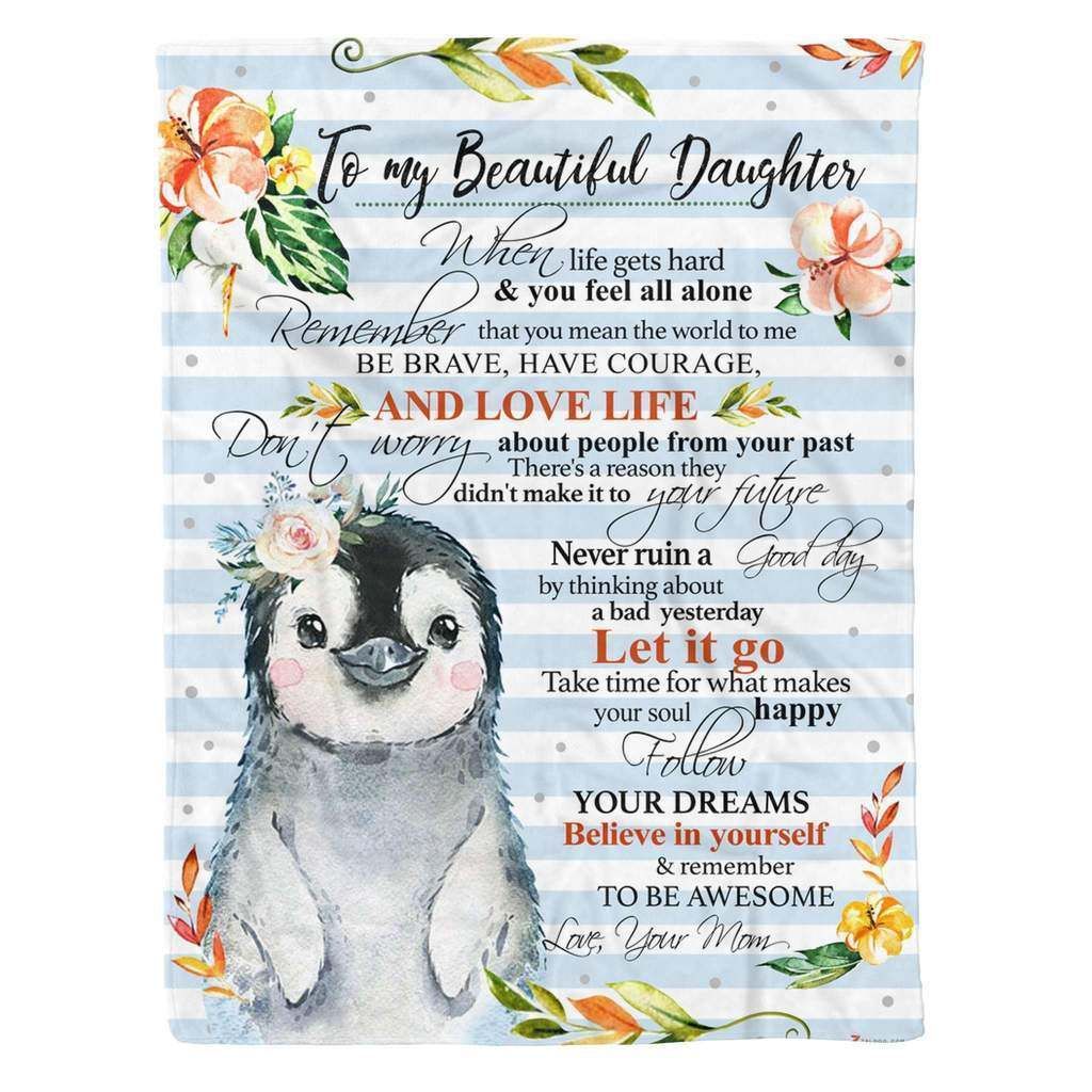Penguin – Daughter – Remember To Be Awesome Fleece Blanket