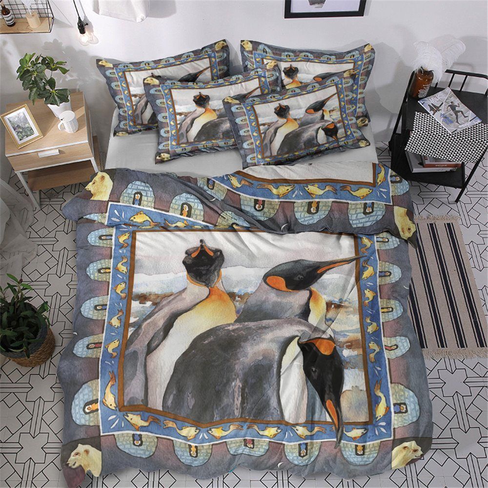 Penguin Cotton Bed Sheets Spread Comforter Bedding Set