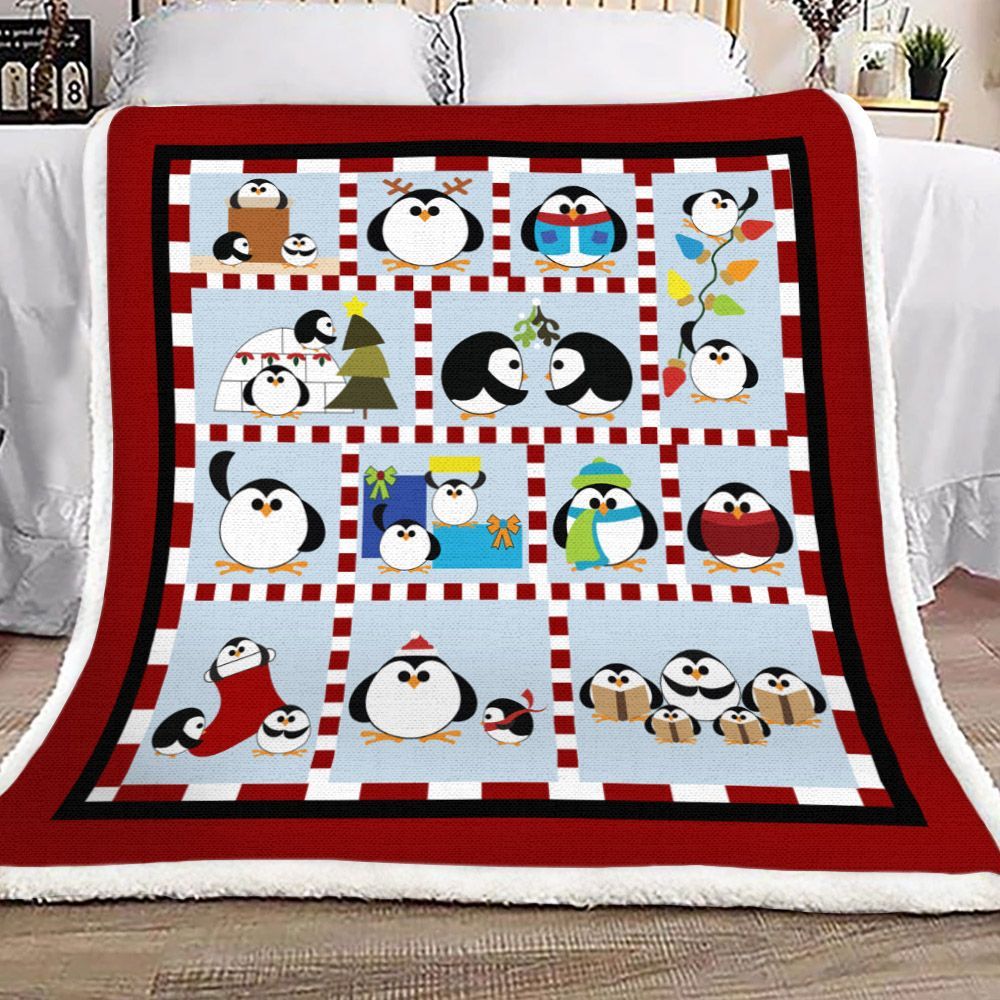 Penguin Sherpa Fleece Blanket