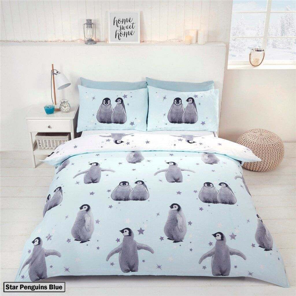 Penguins Blue Bedding Set
