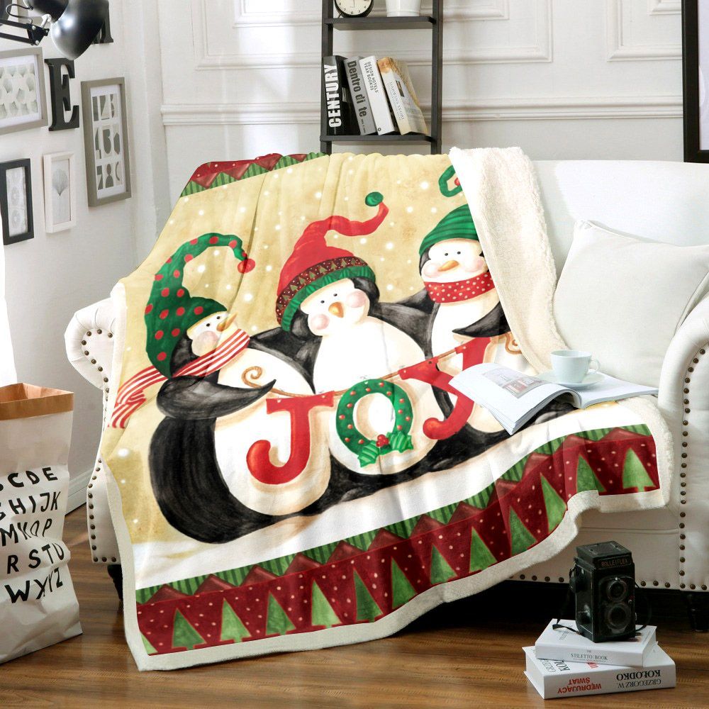 Penguins Christmas Sherpa Fleece Blanket
