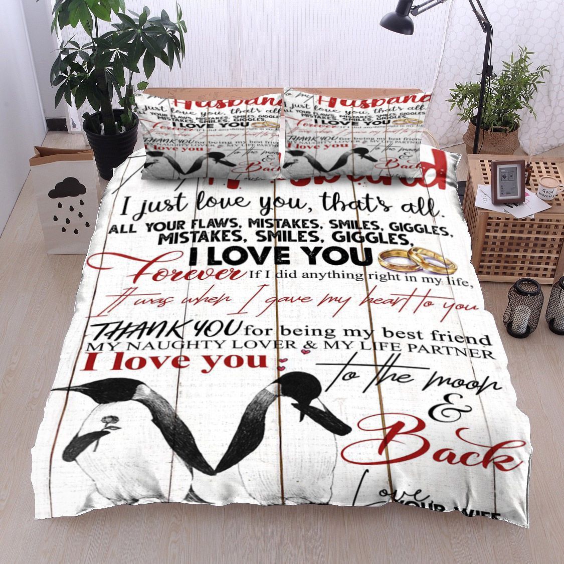 Penguins To My Husband Bedding Set