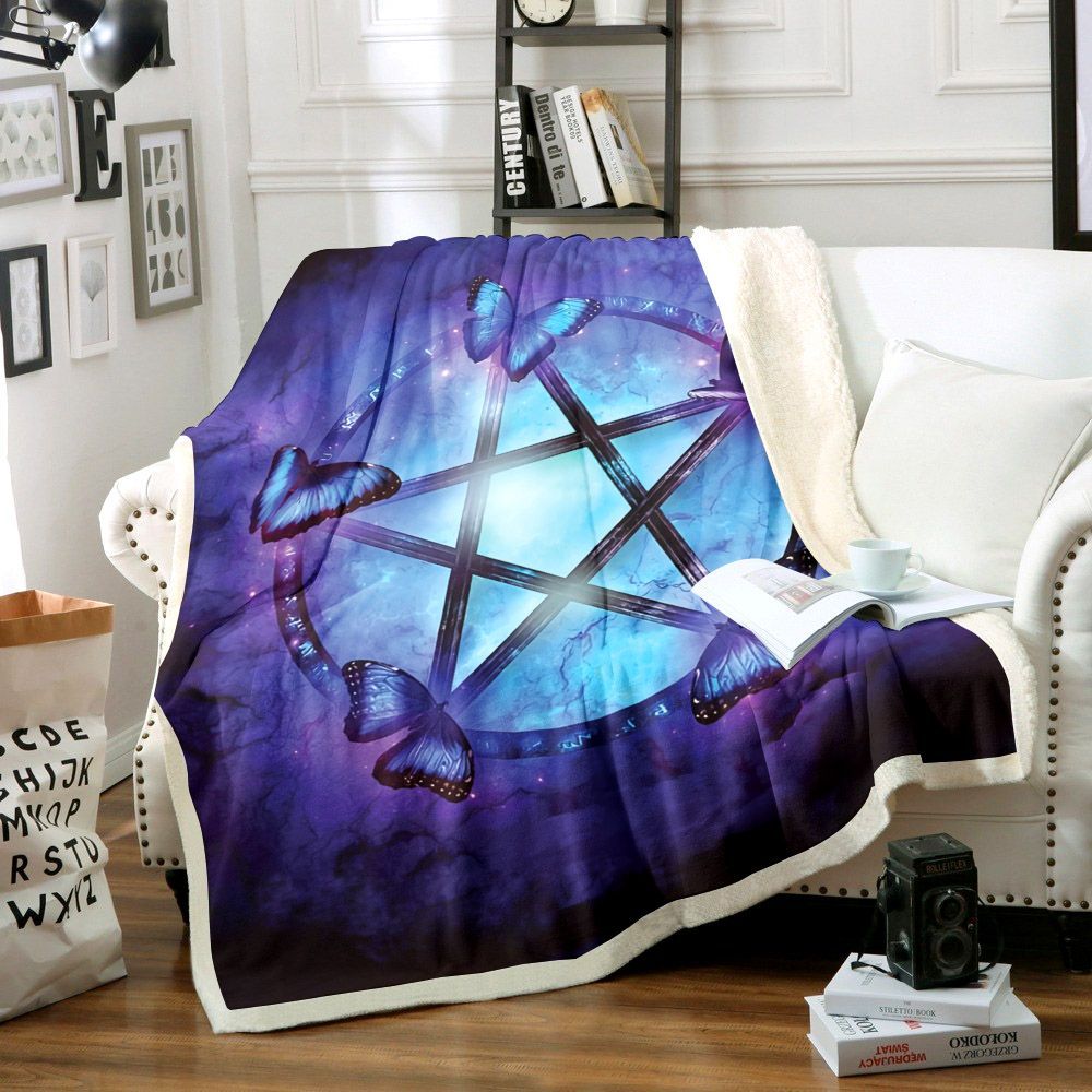 Pentagram Butterfly Sherpa Fleece Blanket