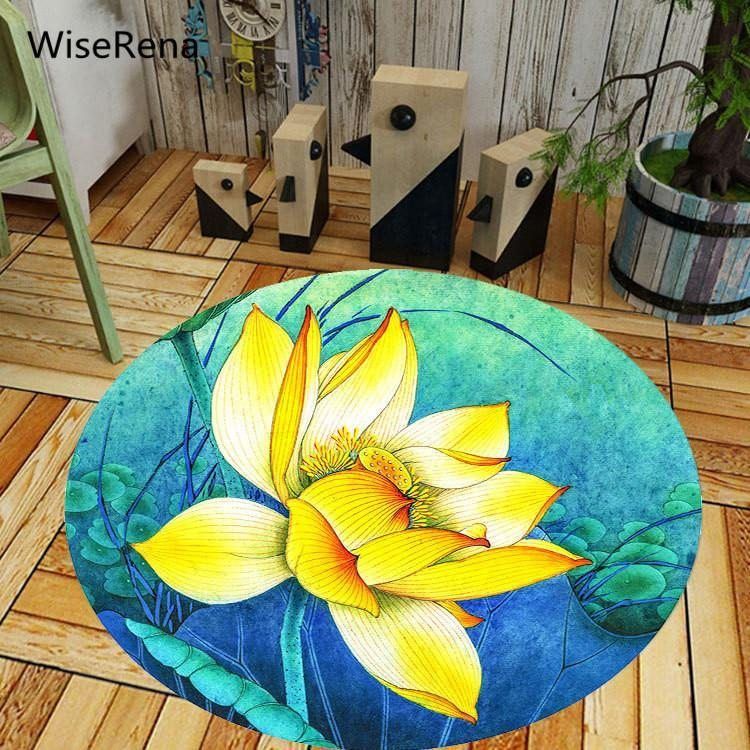 Peony Lotus Flower Round Carpet