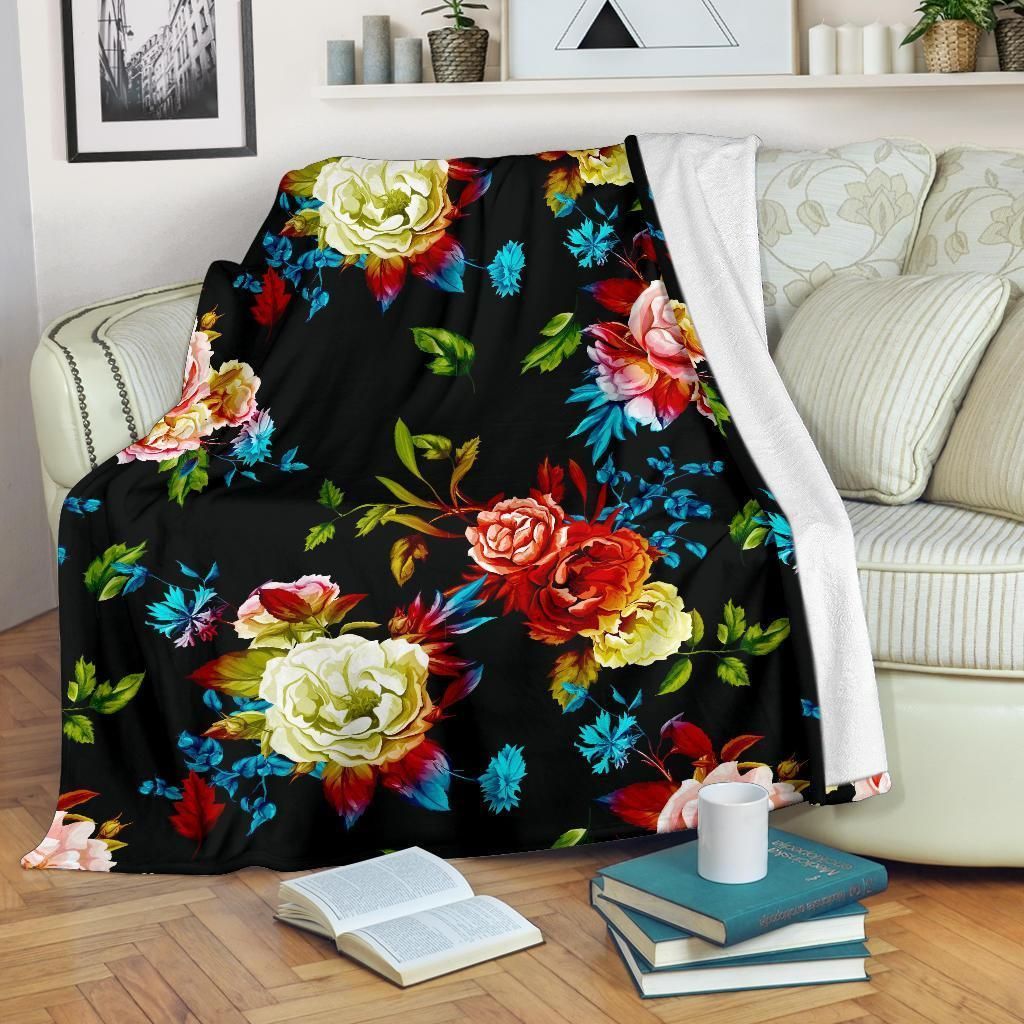 Peony Pattern Print Design Soft Fleece Blanket