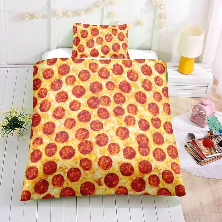 Pepperoni Pizza Seamless Food Fashion Soft Bedding Set