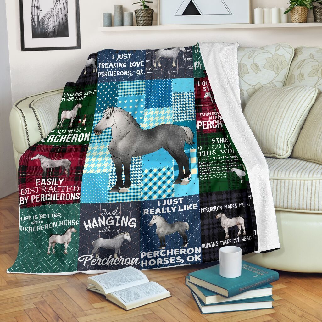 Percheron Horse Sherpa Fleece Blanket