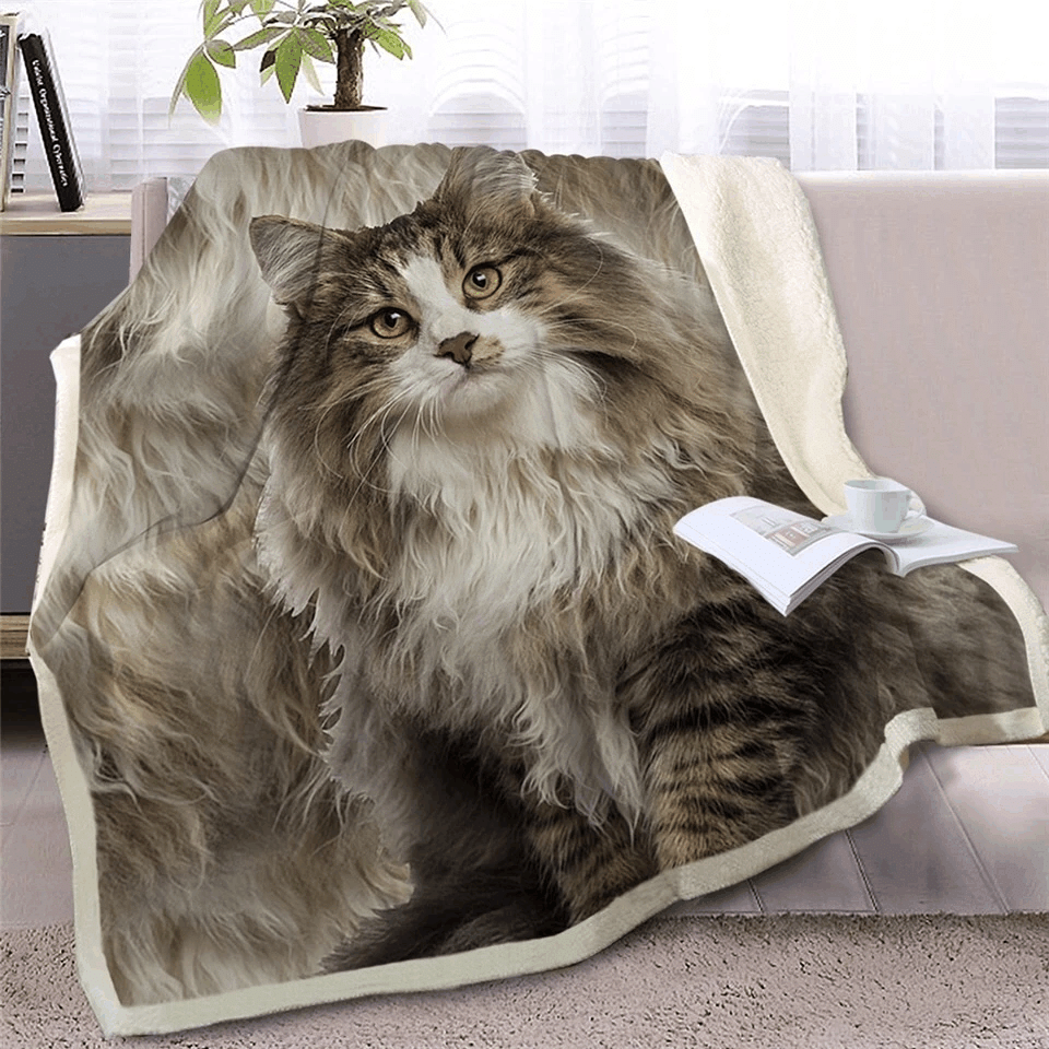 Persian Cat Sherpa Fleece Blanket