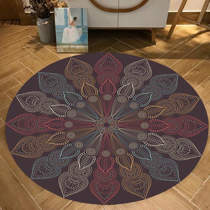 Persian Ethnic Mandala Flowers Round Carpet