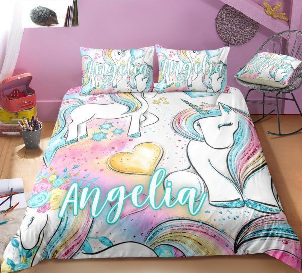 Personalized Baby Rainbow Unicorn Lash Bedding Set