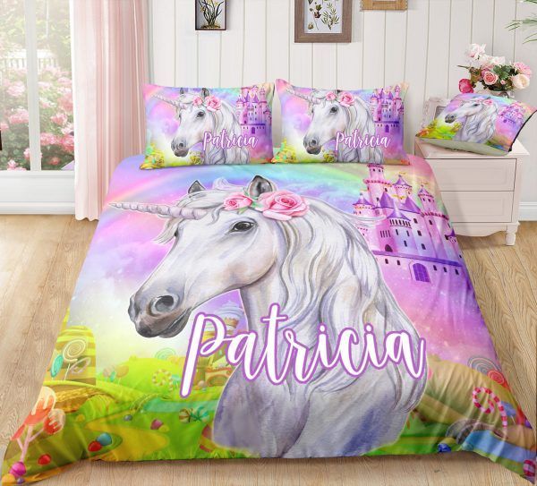 Personalized Castle Unicorn Bedding Set