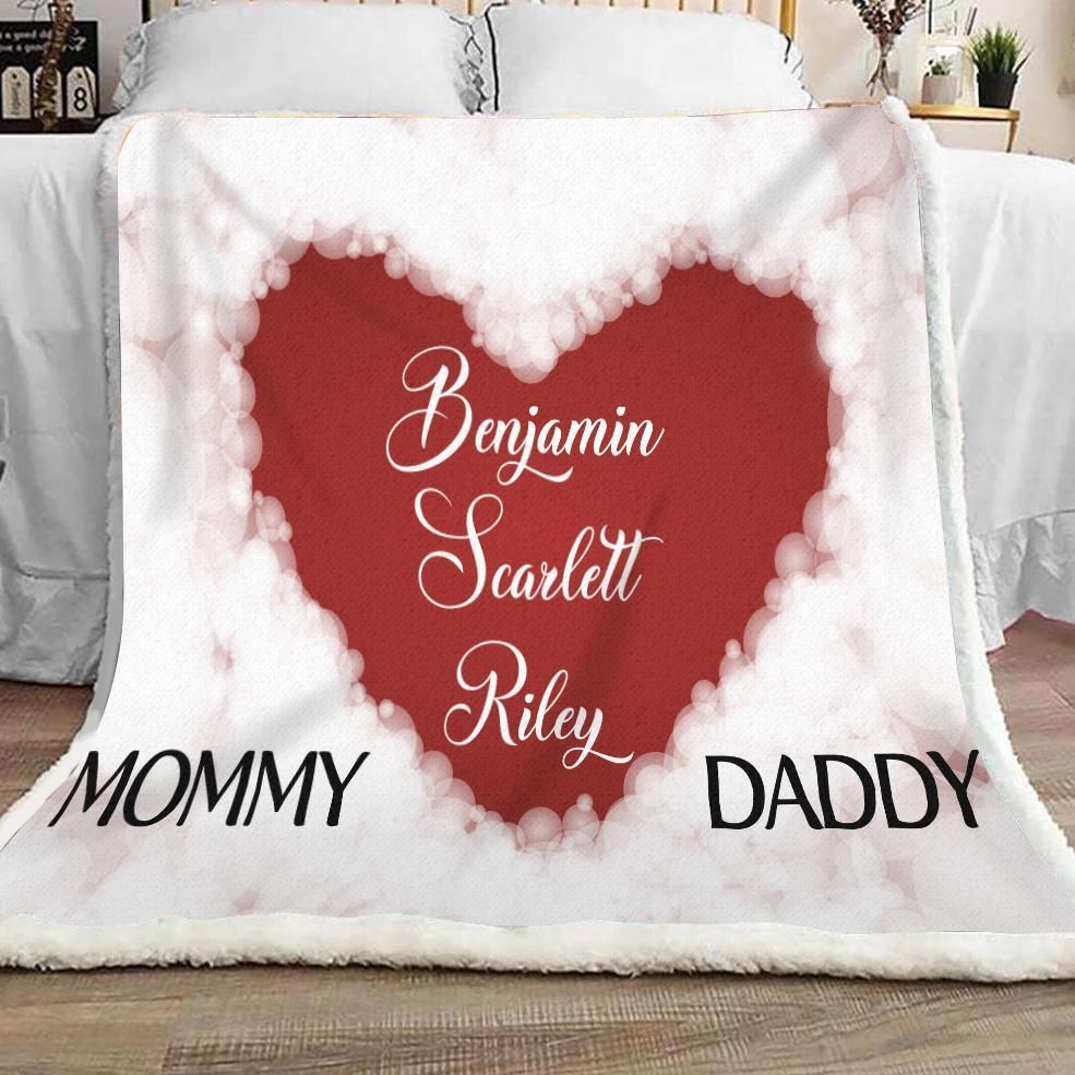 Personalized Custom Blanket Mommy Daddy Children Custom Text Fleece Blanket