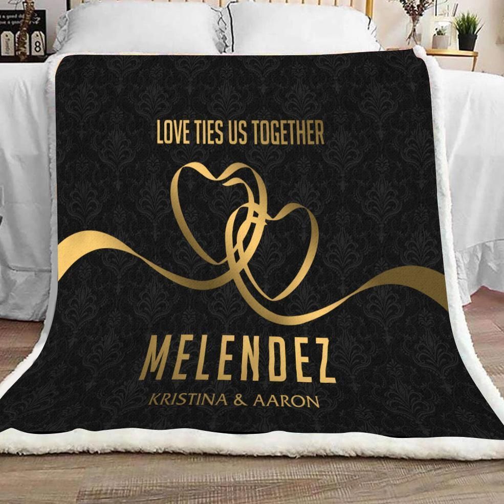 Personalized Custom Name Love Ties Us Together Husband Wife Fleece Blanket