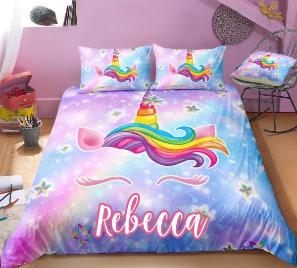 Personalized Galaxy Unicorn Lash Bedding Set