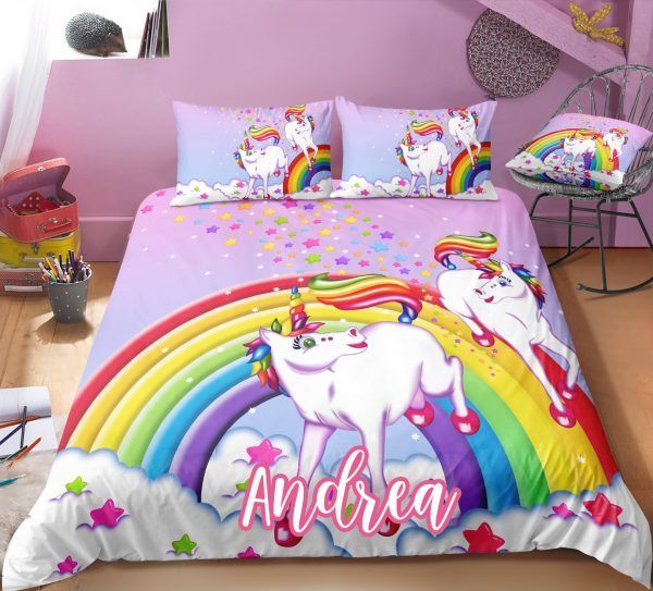 Personalized Playing Unicorn Lash Bedding Set
