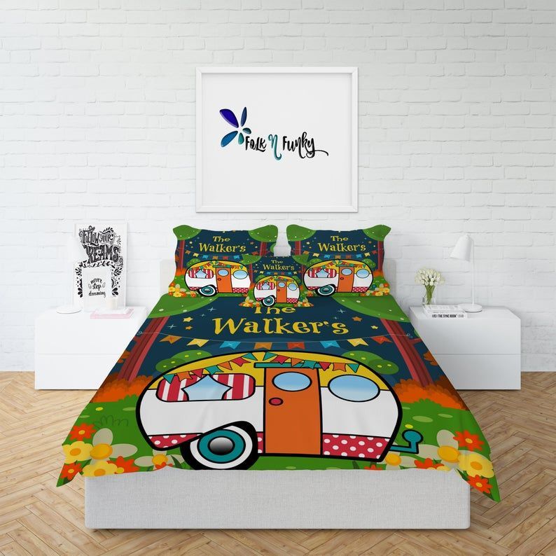 Personalized Retro Camper Bedding Set
