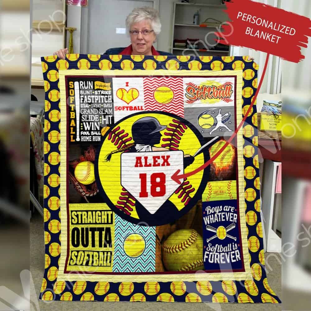 Personalized Softball Quilt Blanket DHC0602876TD