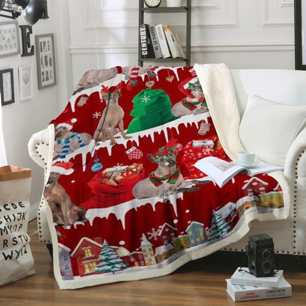 Peruvian Hairless Dog Snow Christmas Sherpa Fleece Blanket