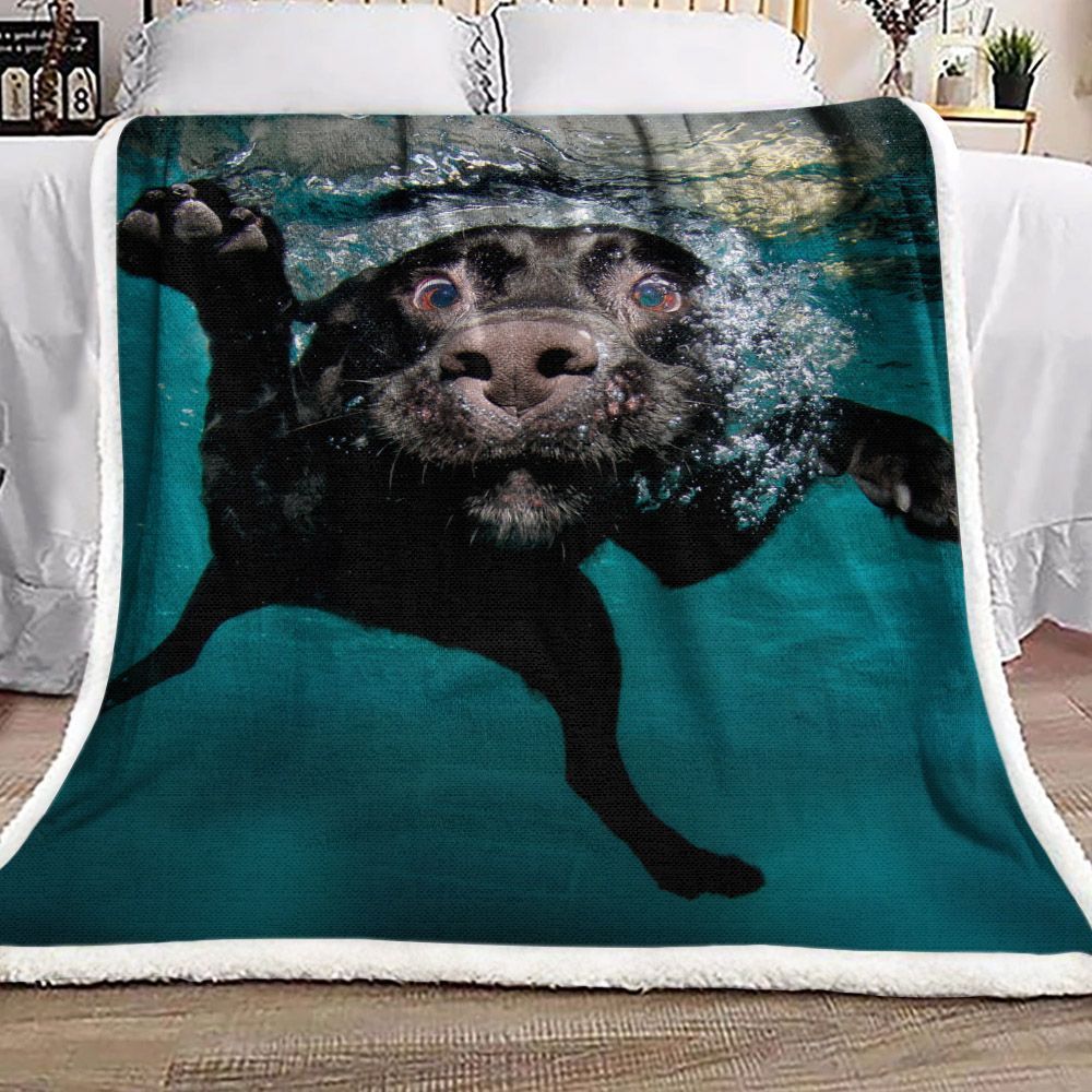Pet Dog Swimming Sherpa Fleece Blanket