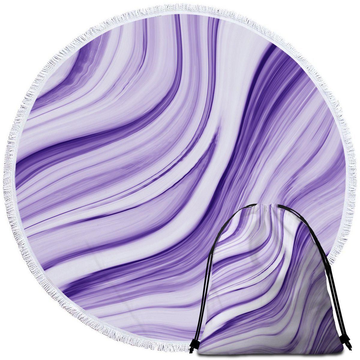 Pfeiffer Beach Purple Liquid Printed Round Beach Towel