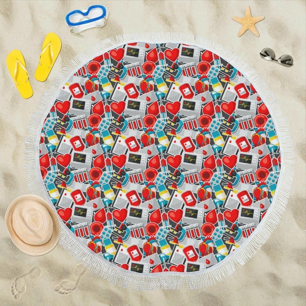 Phlebotomist Medical Themed Printed Round Beach Towel