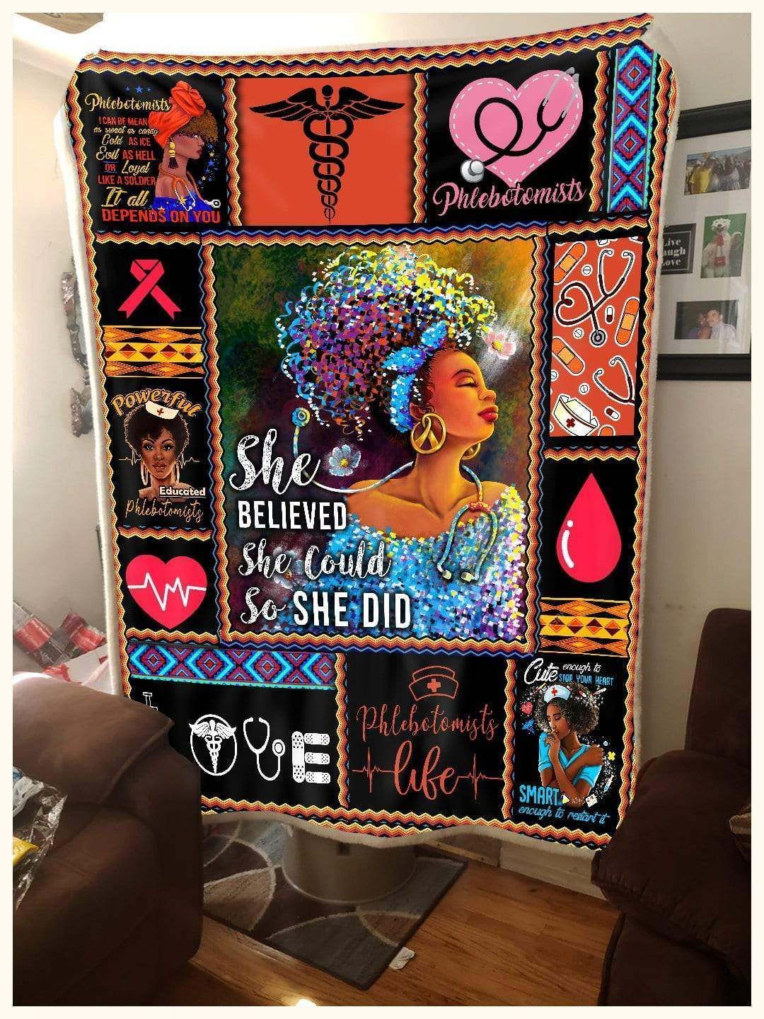 Phlebotomists She Believed She Could So She Did Sherpa Fleece Blanket