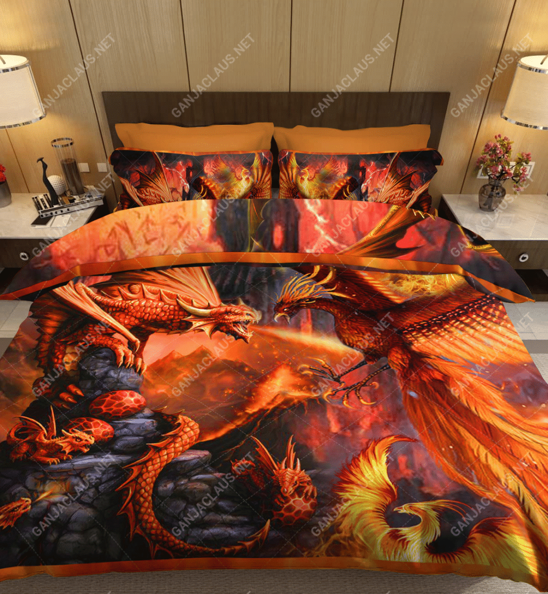 Phoenix And Dragon Bedding Set