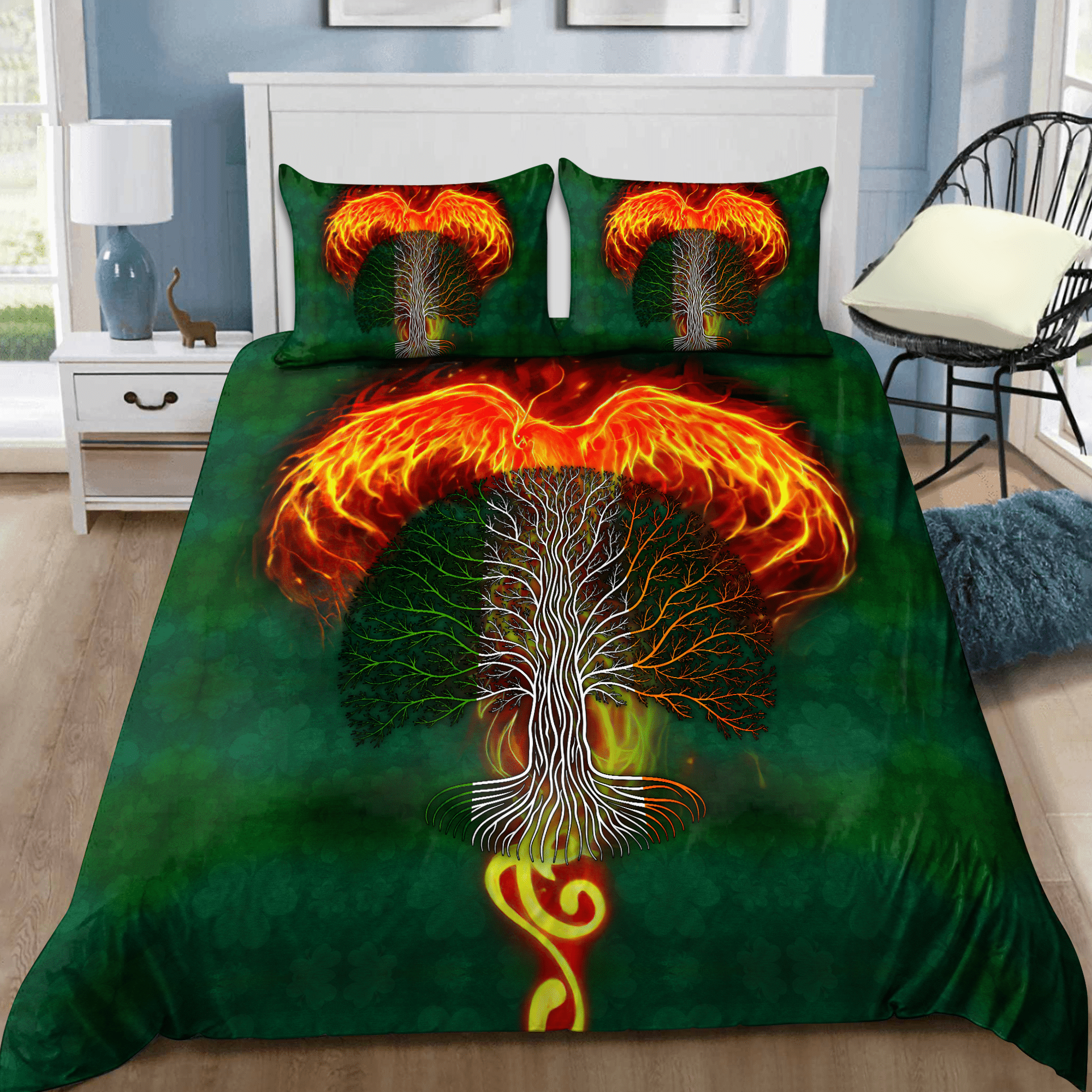 Phoenix And Tree Of Life Irish St Patrick’s Day Bedding Set
