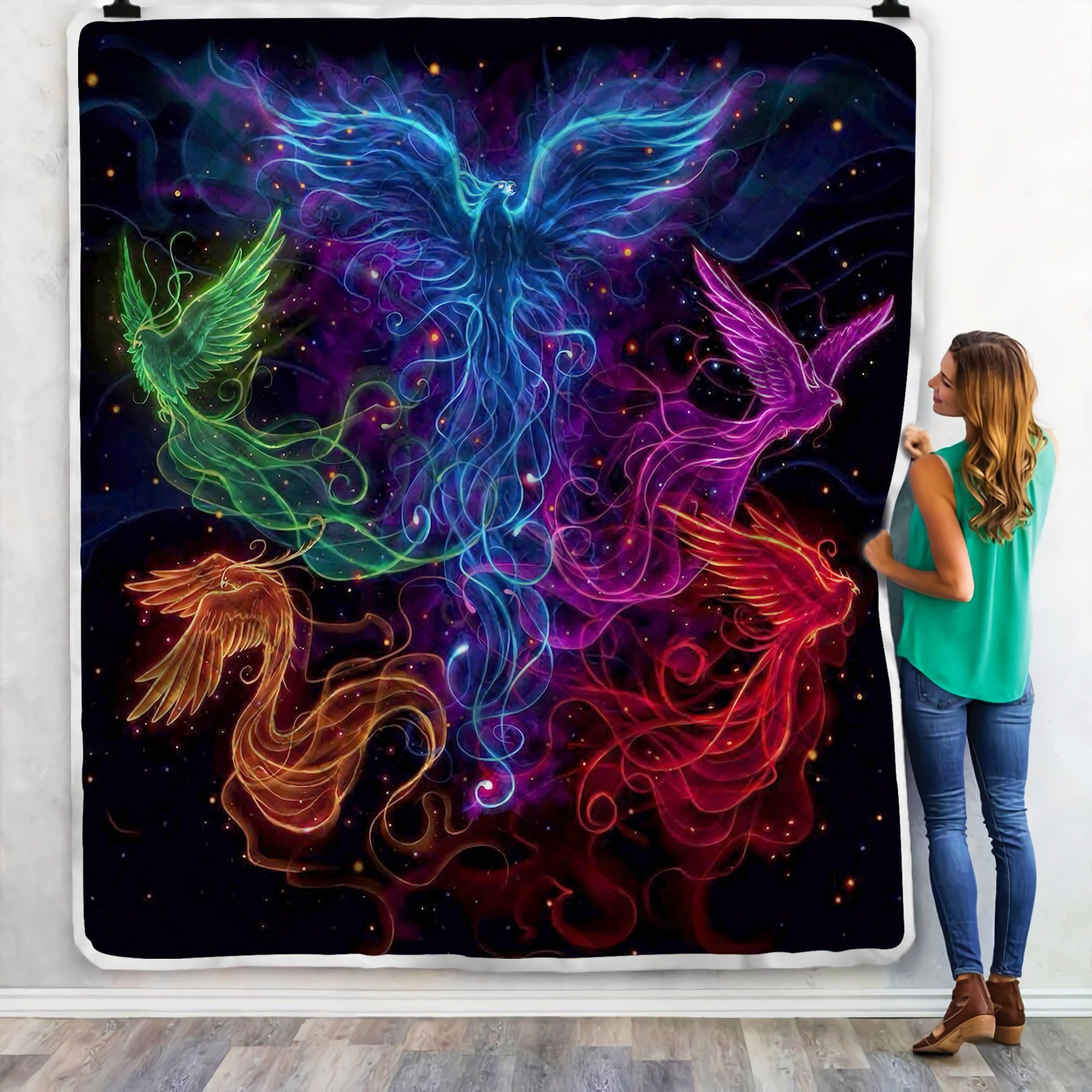 Phoenix Multicolor Sherpa Fleece Blanket