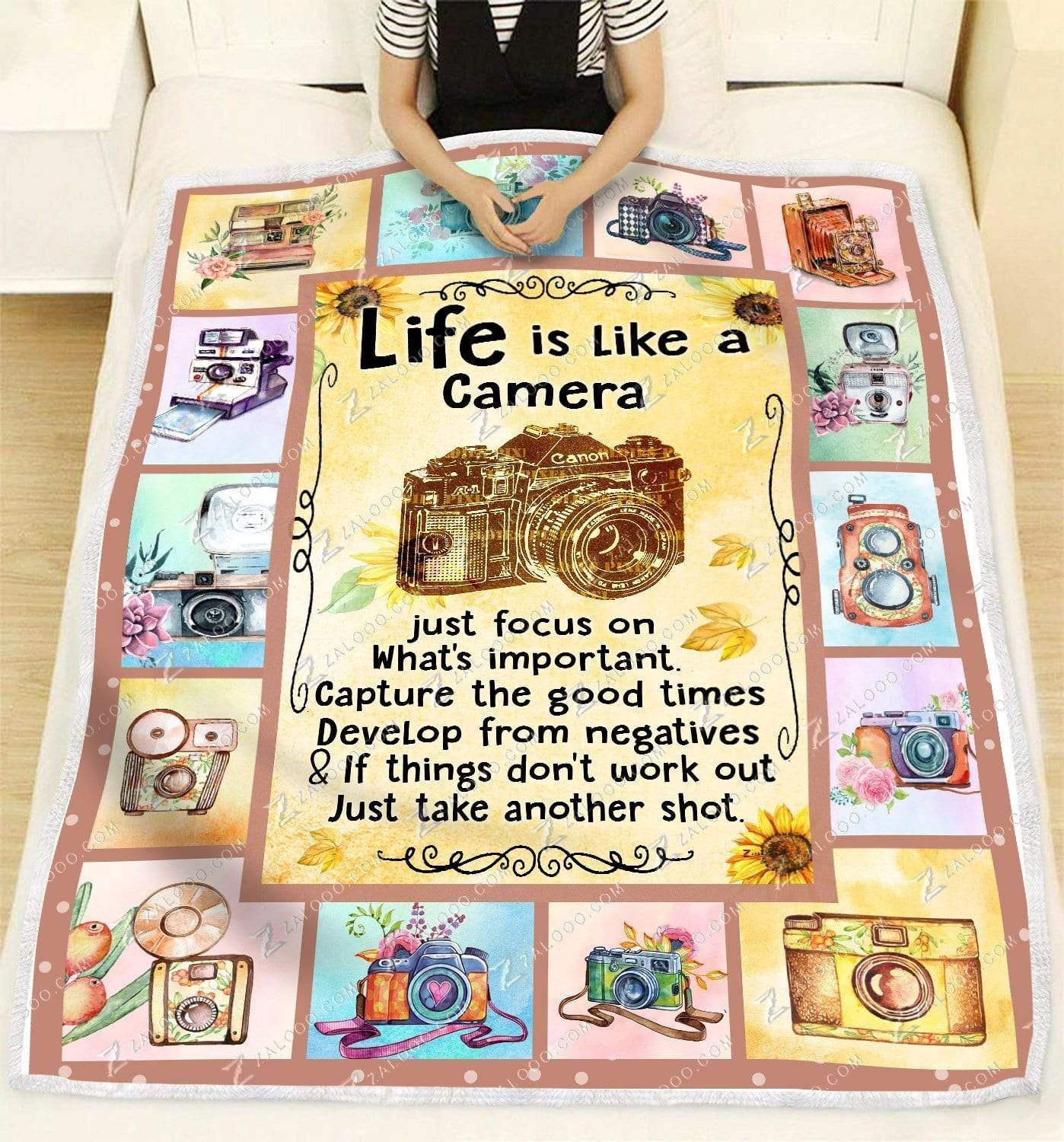 Photography Life Is Like A Camera Sherpa Fleece Blanket