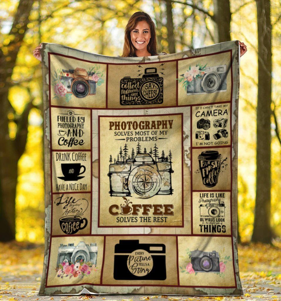 Photography Solves Most Of My Problems Coffee Flower Fleece Blanket