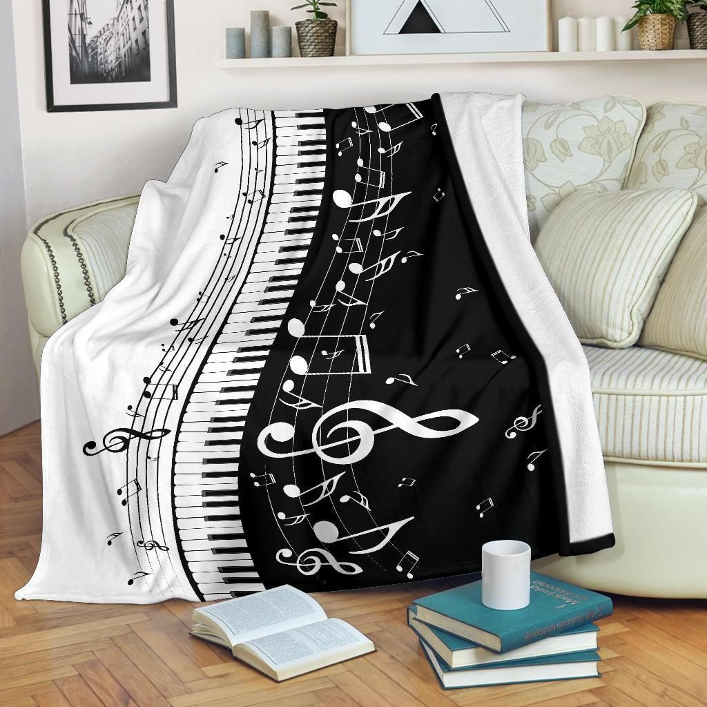 Piano And Music Notes Sherpa Fleece Blanket