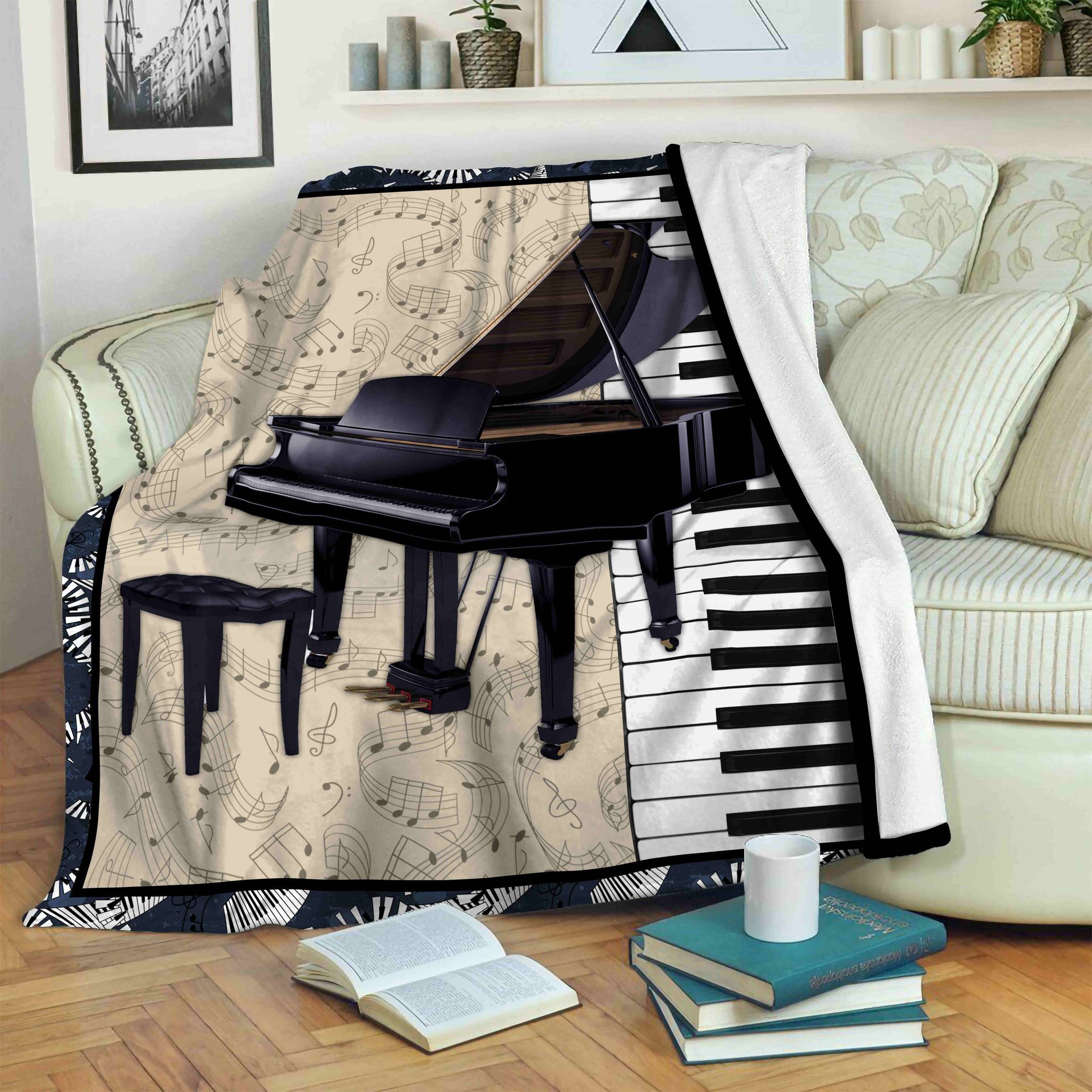 Piano Fleece Blanket