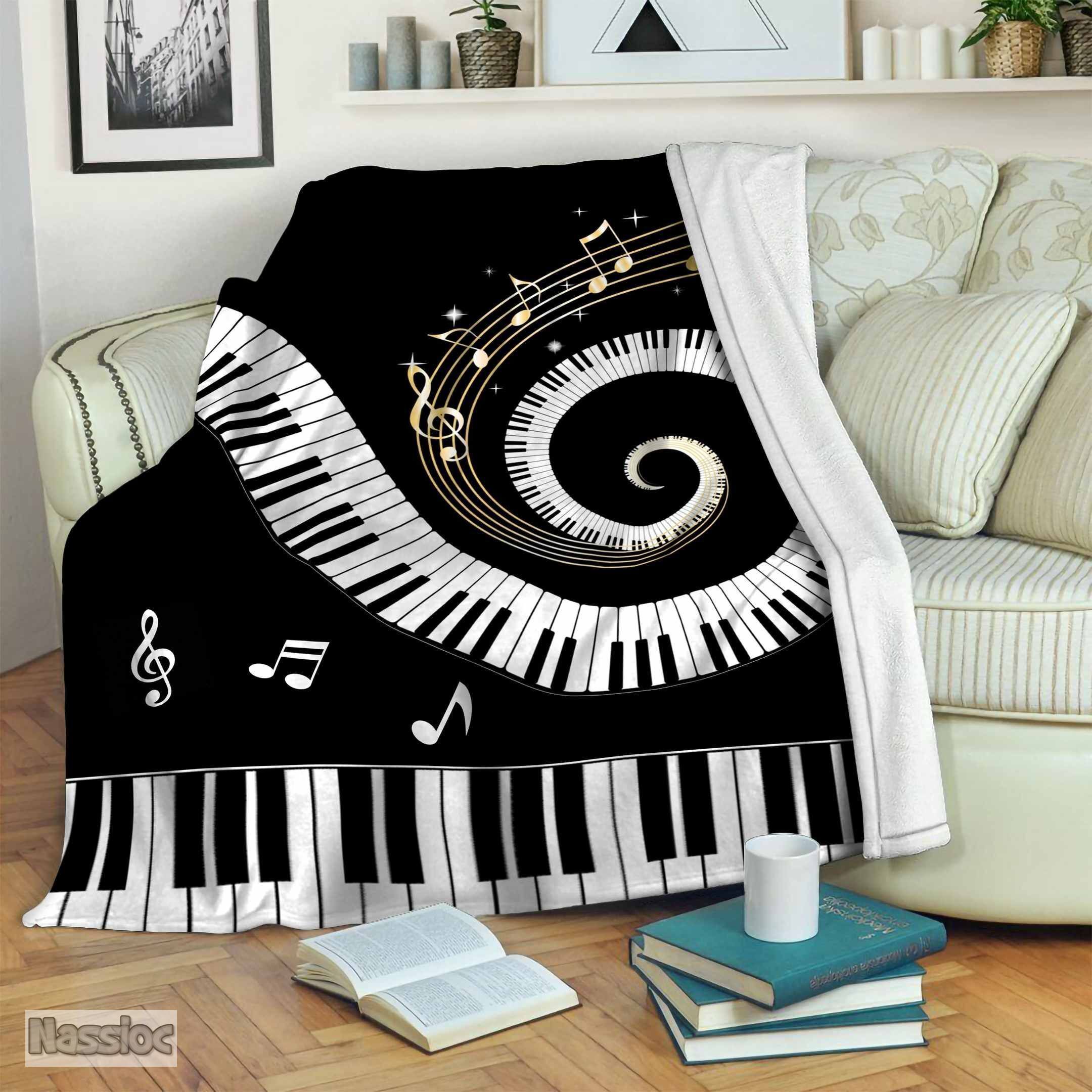 Piano Fleece Blanket