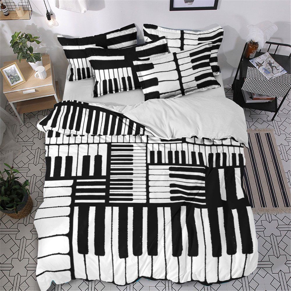 Piano Cotton Bed Sheets Spread Comforter Bedding Set