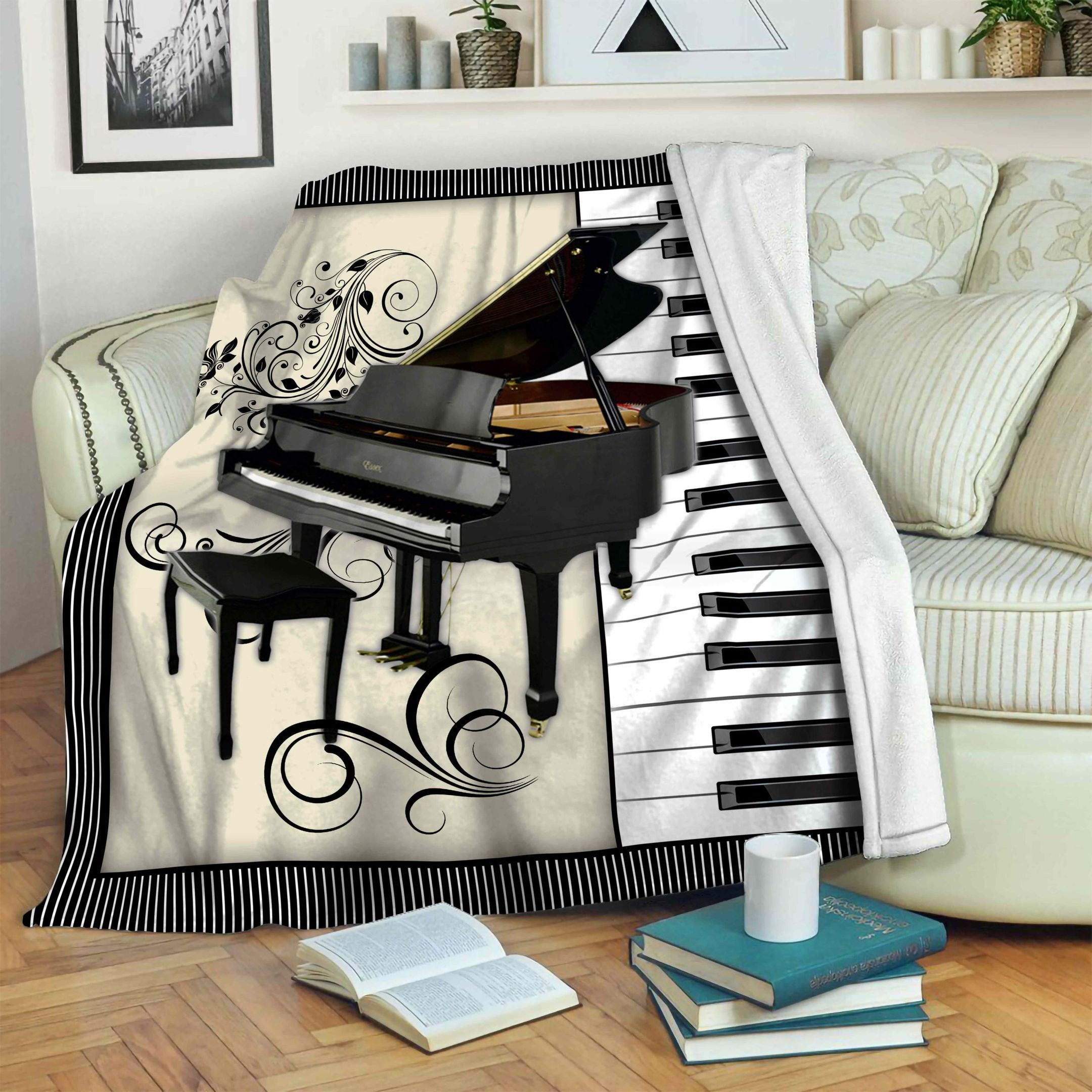 Piano King Sherpa Fleece Blanket
