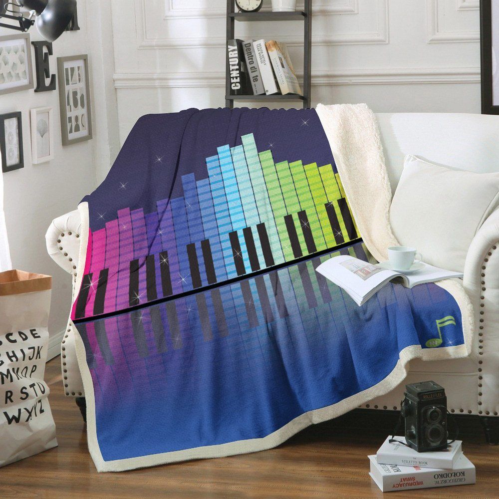 Piano Music Color Sherpa Fleece Blanket